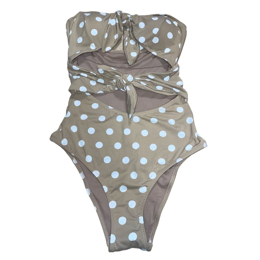 NWT New ENVYA SWIMSWEAR Belen Double Tie Polka Dot Swimsuit One Piece Small
